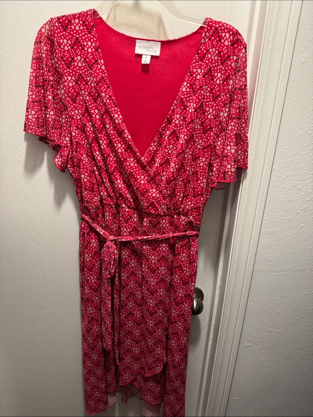 Morgan Taylor Hot Pink Printed Wrap Dress